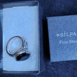Silpada Black Chalcedony/Sterling Silver Ring size 6